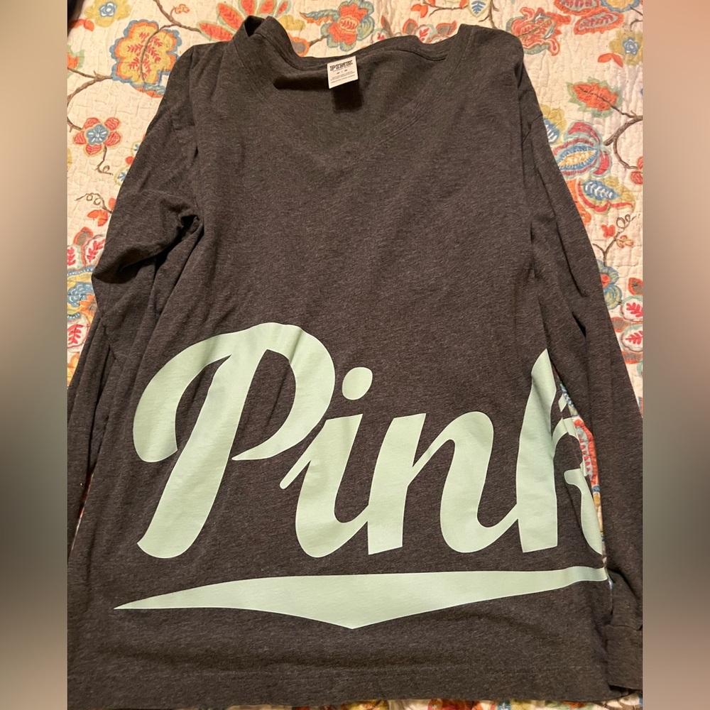 PINK Victoria's Secret Gray V-Neck Tee